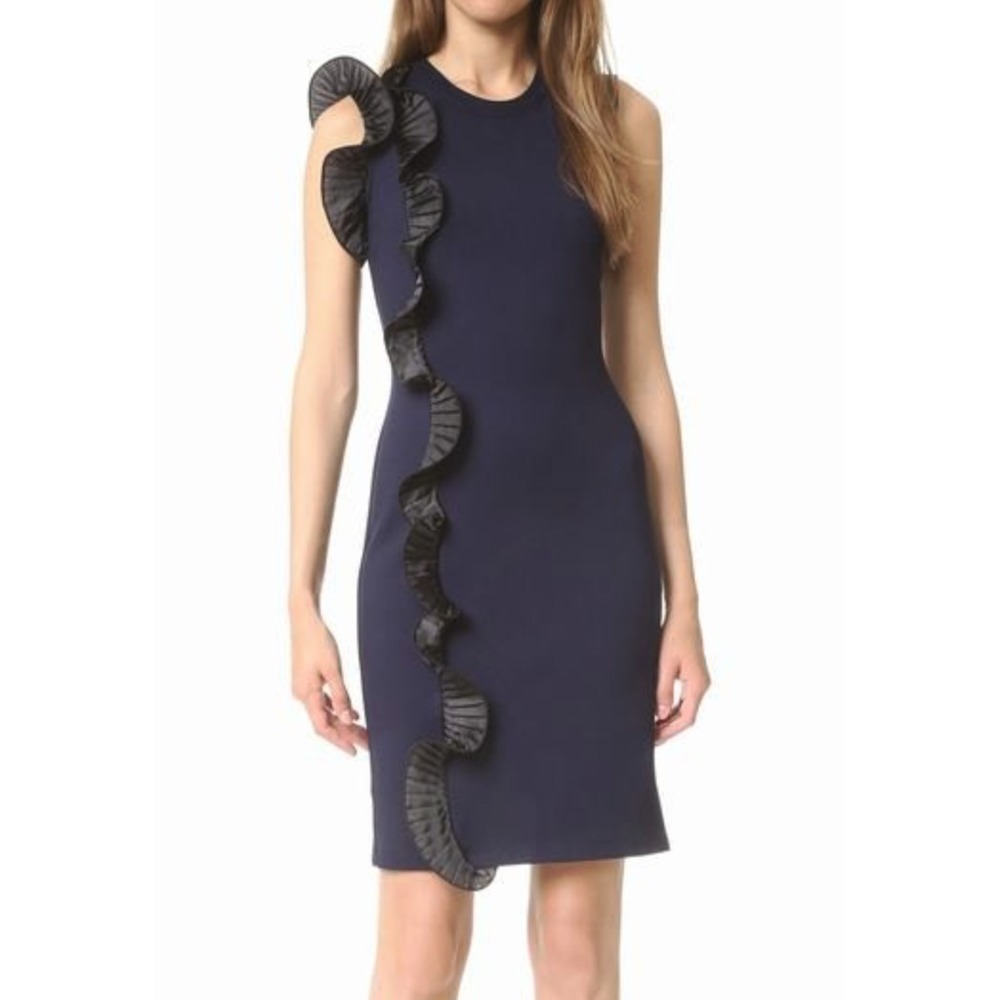 Opening Ceremony Ruffle Tank‎ Navy Blue Black Dress  Size M